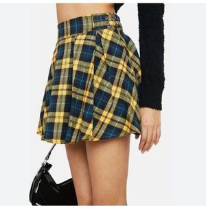 Dolls Kill Plaid Pleated High Waist Mini Skirt